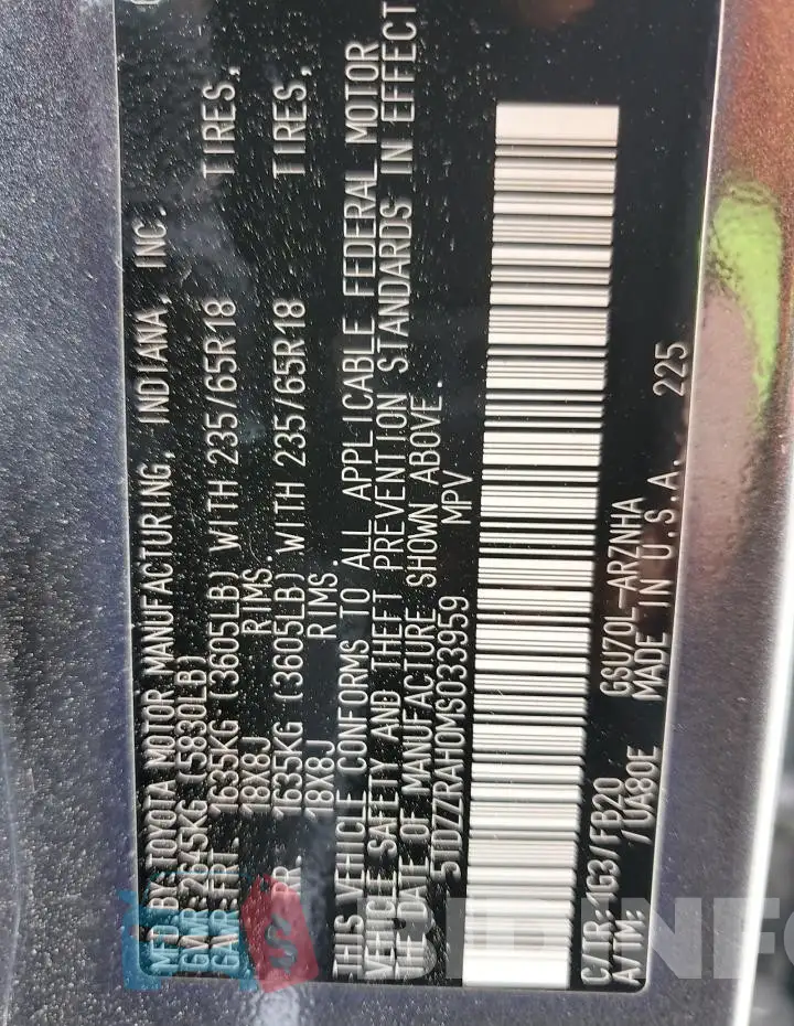 5TDZZRAH0MS033959 Photo# 13