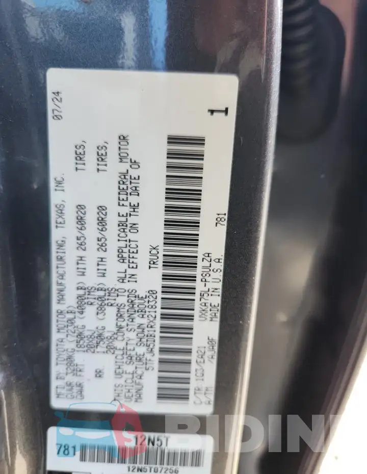 5TFJA5DB1RX218320 Photo# 12