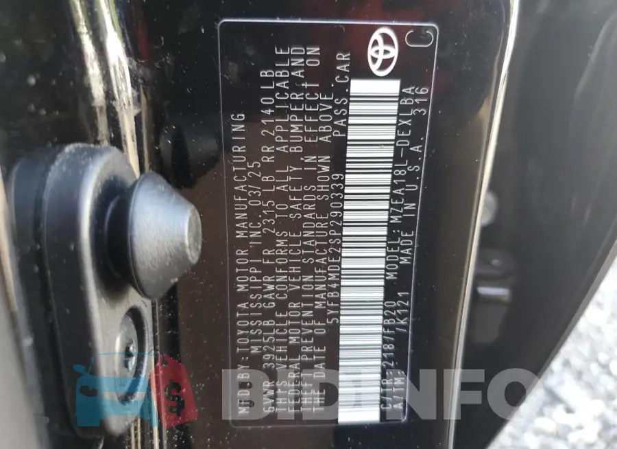 5YFB4MDE2SP290339 Photo# 12