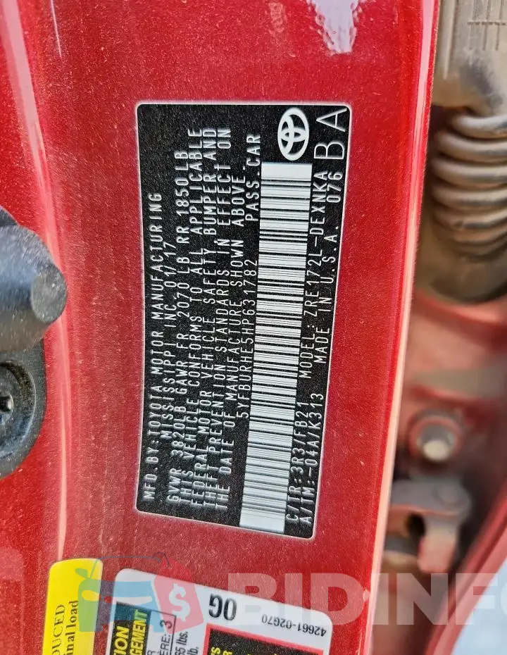 5YFBURHE5HP631782 Photo# 12