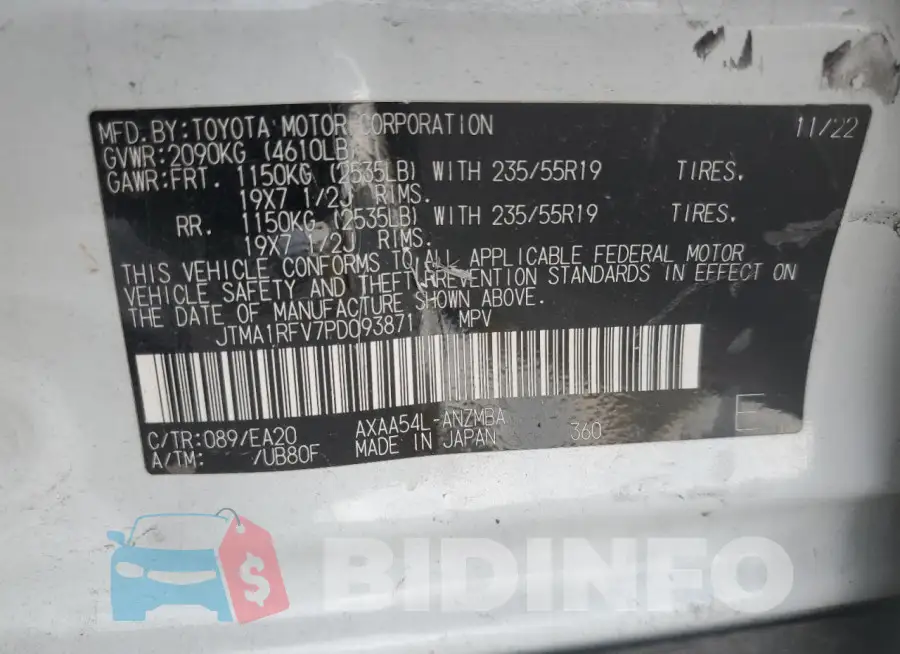 JTMA1RFV7PD093871 Photo# 13
