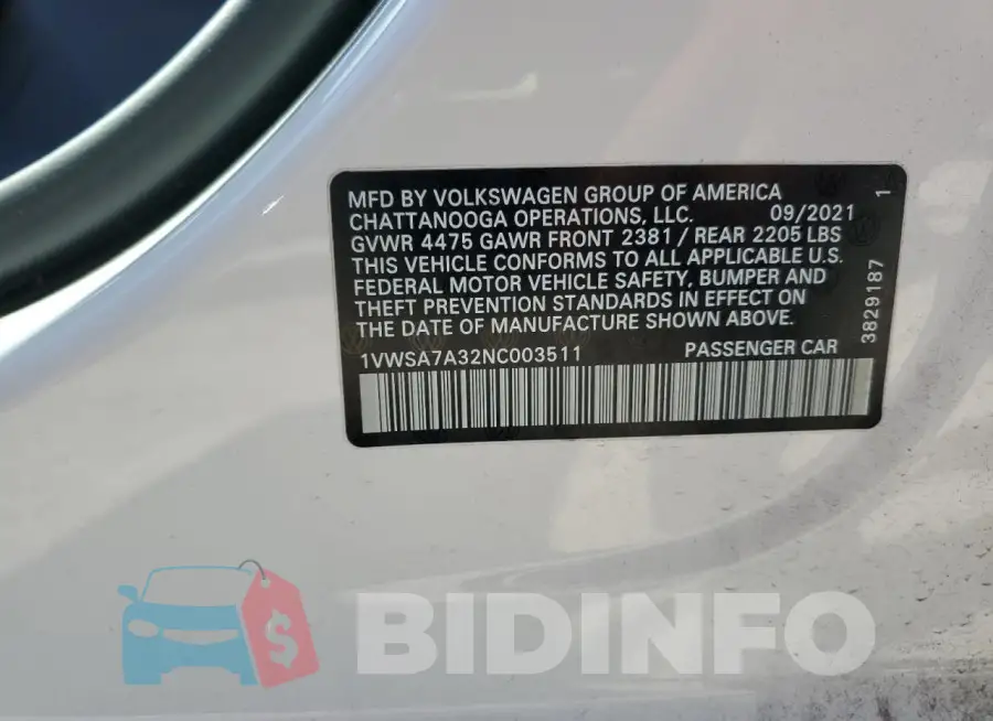 1VWSA7A32NC003511 Photo# 12