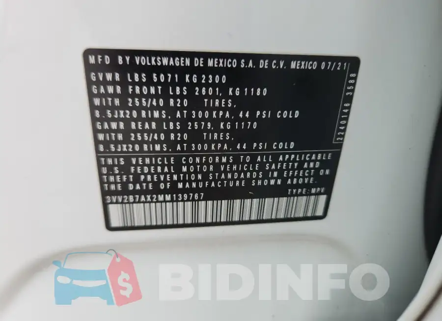 3VV2B7AX2MM139767 Photo# 13