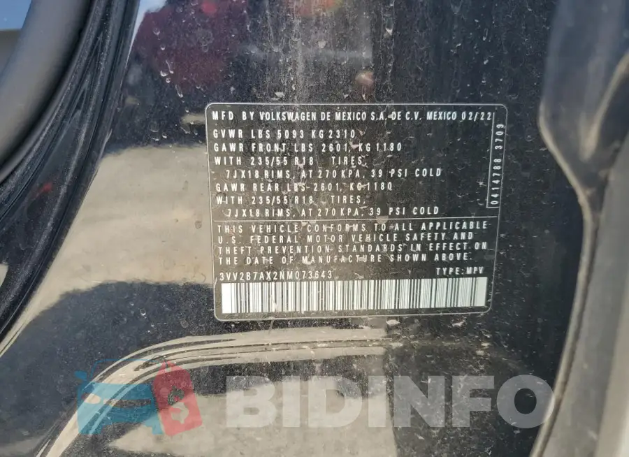 3VV2B7AX2NM073643 Photo# 13