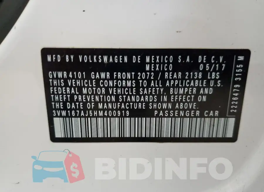 3VW167AJ5HM400919 Photo# 12