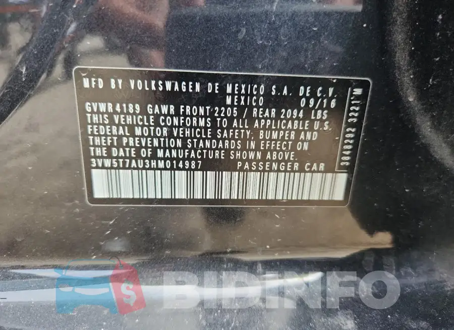 3VW5T7AU3HM014987 Photo# 12