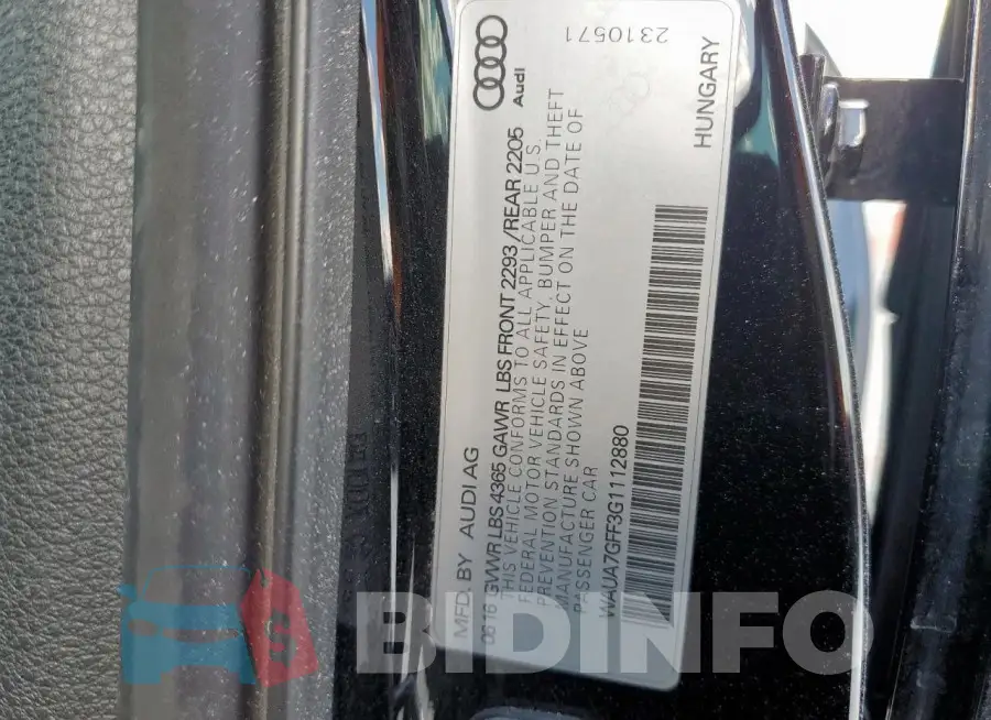 WAUA7GFF3G1112880 Photo# 13