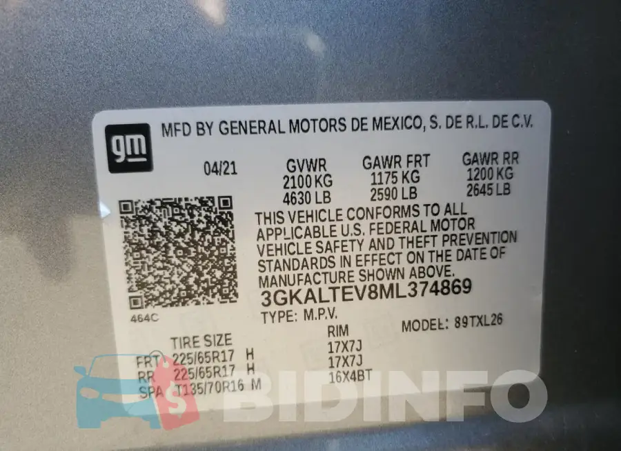 3GKALTEV8ML374869 Photo# 13