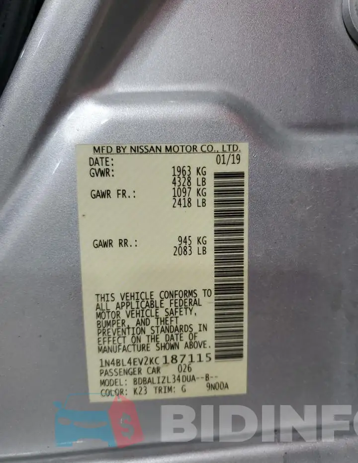 1N4BL4EV2KC187115 Photo# 12