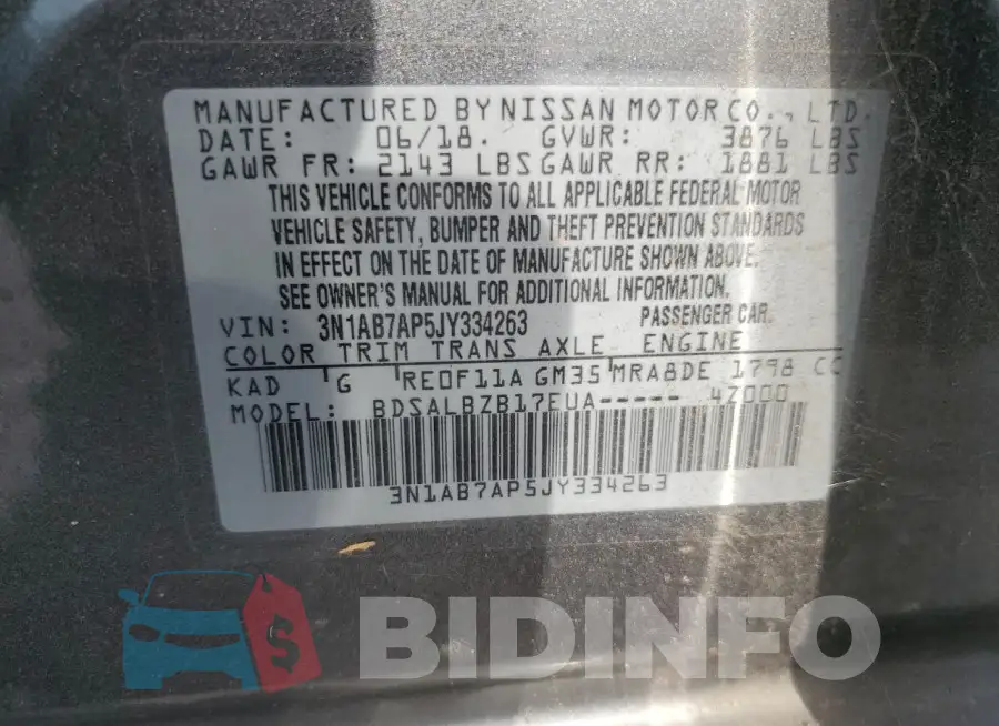 3N1AB7AP5JY334263 Photo# 12