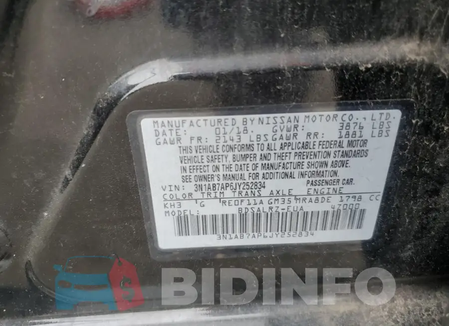3N1AB7AP6JY252834 Photo# 13