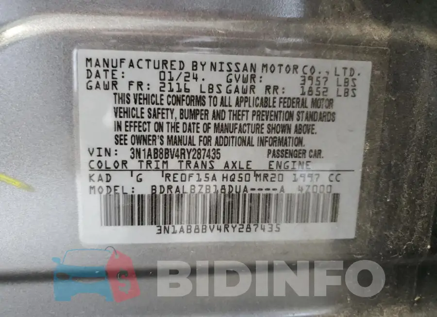3N1AB8BV4RY287435 Photo# 12