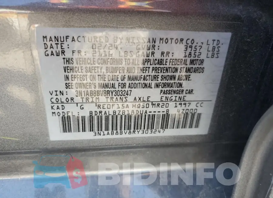 3N1AB8BV8RY303247 Photo# 12