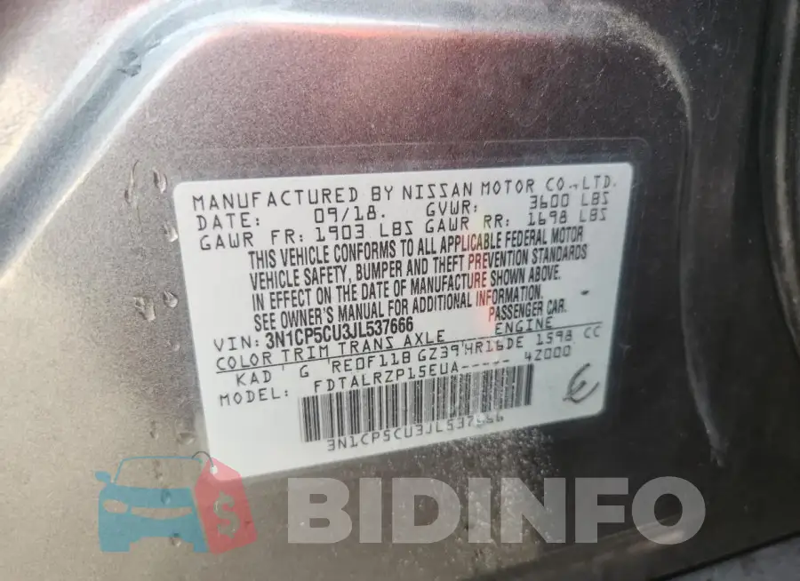 3N1CP5CU3JL537666 Photo# 14