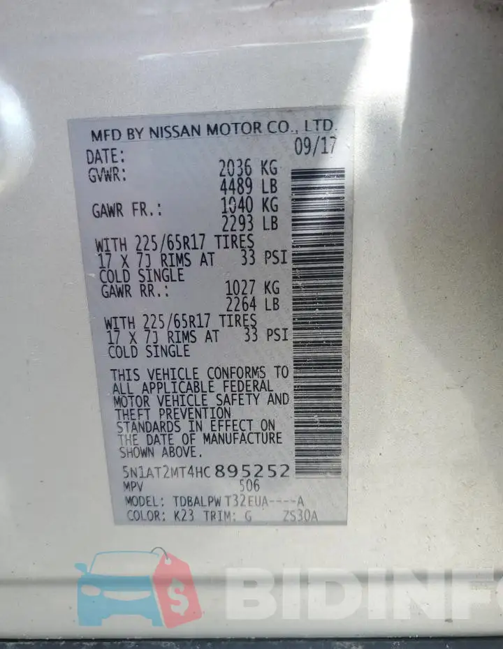5N1AT2MT4HC895252 Photo# 12