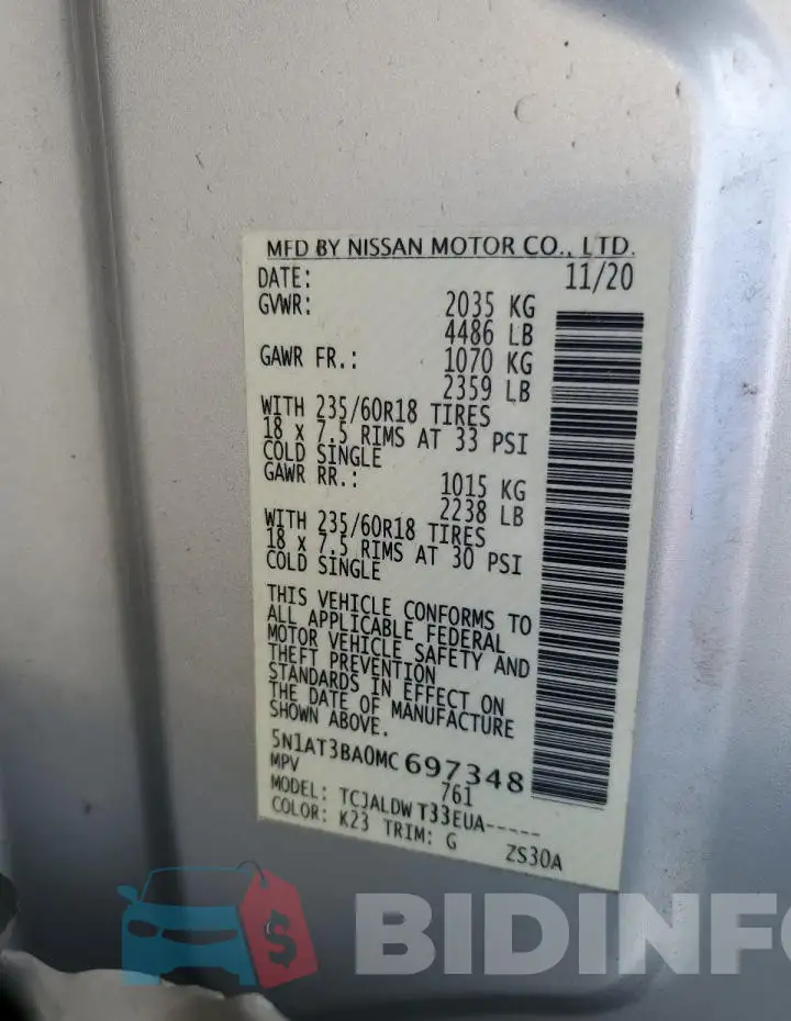 5N1AT3BA0MC697348 Photo# 13