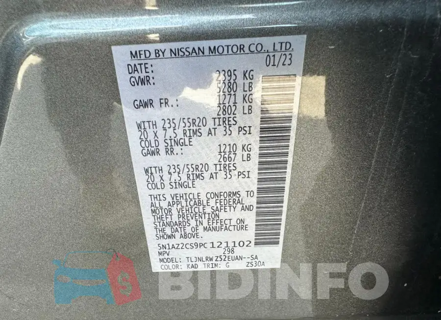 5N1AZ2CS9PC121102 Photo# 10
