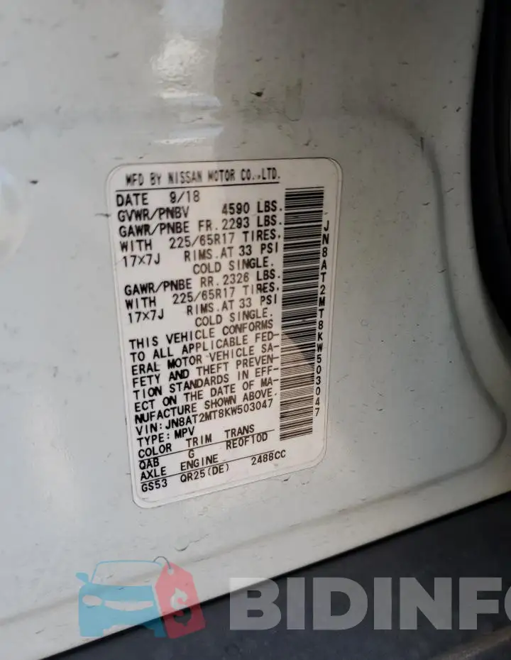 JN8AT2MT8KW503047 Photo# 13