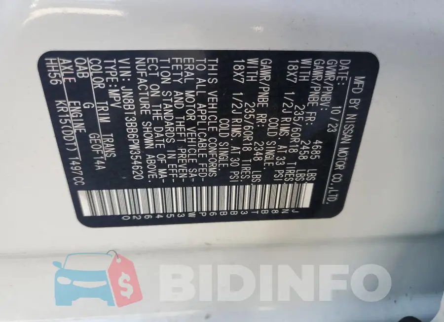 JN8BT3BB6PW354620 Photo# 13