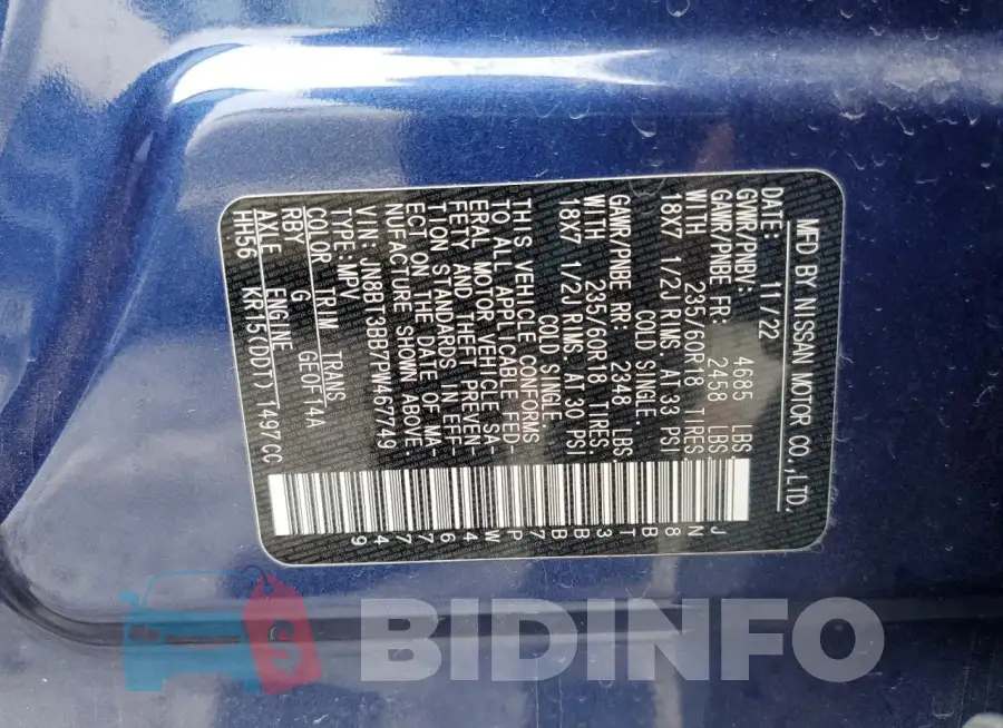JN8BT3BB7PW467749 Photo# 13