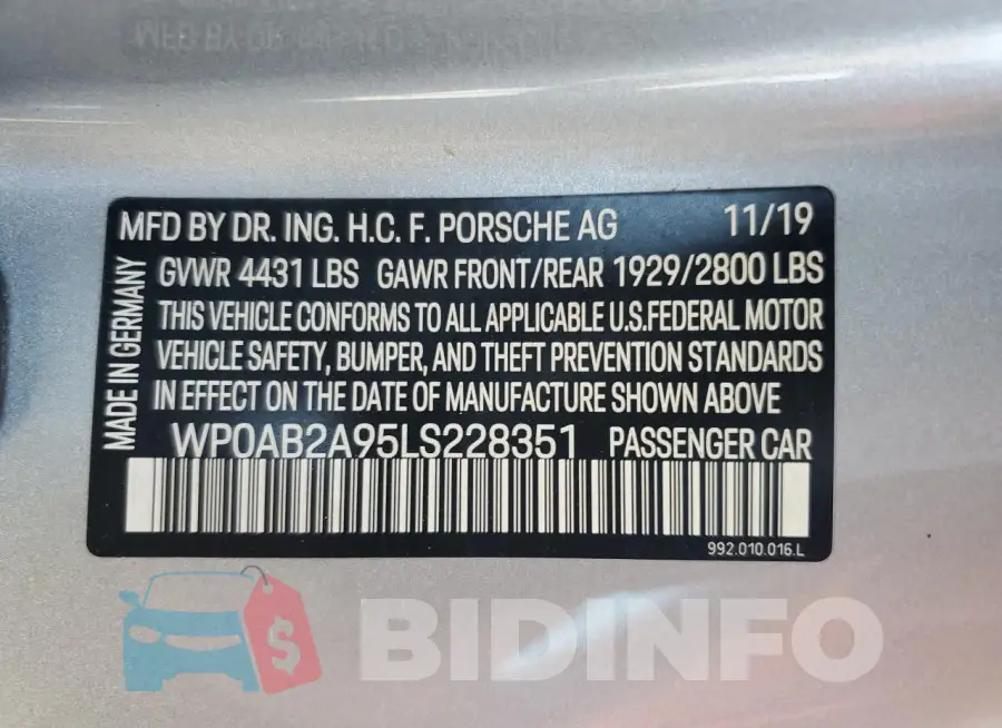 WP0AB2A95LS228351 Photo# 12