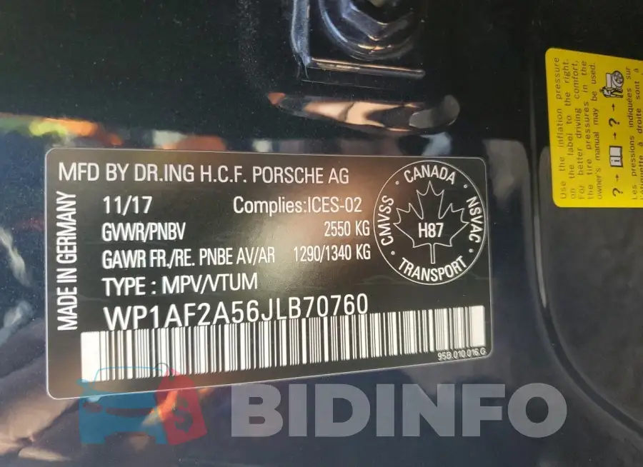 WP1AF2A56JLB70760 Photo# 13