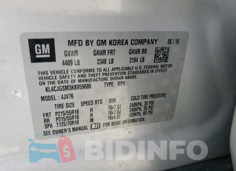 KL4CJGSM3KB959686 Photo# 13