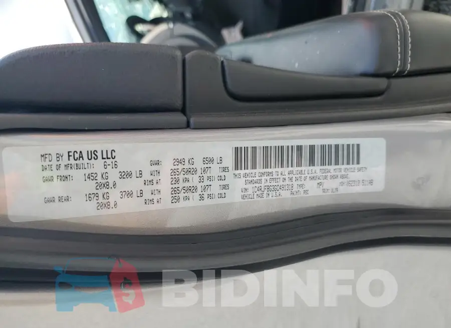 1C4RJFBG3GC491318 Photo# 14