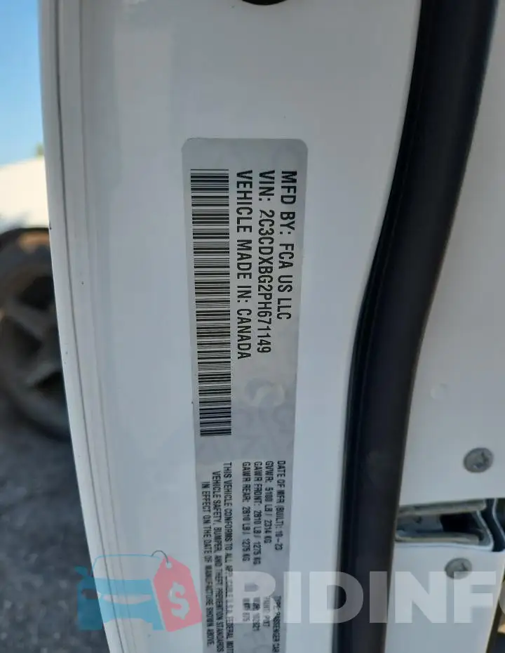 2C3CDXBG2PH671149 Photo# 12
