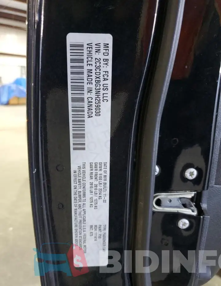 2C3CDXBG3NH259030 Photo# 12