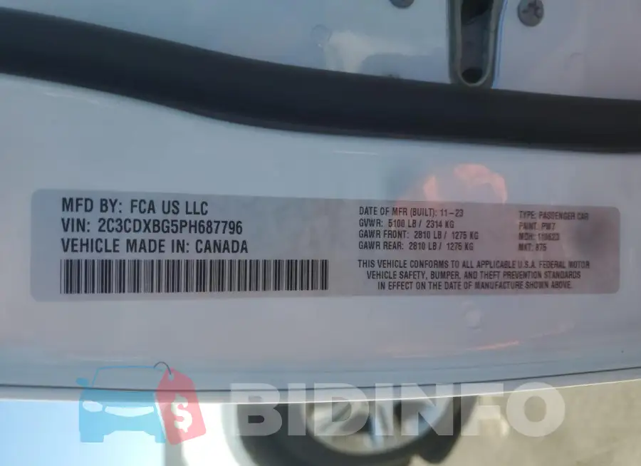 2C3CDXBG5PH687796 Photo# 12