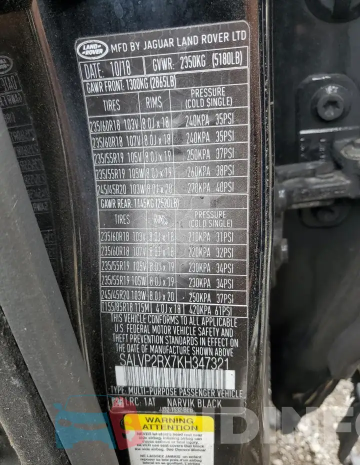SALVP2RX7KH347321 Photo# 13