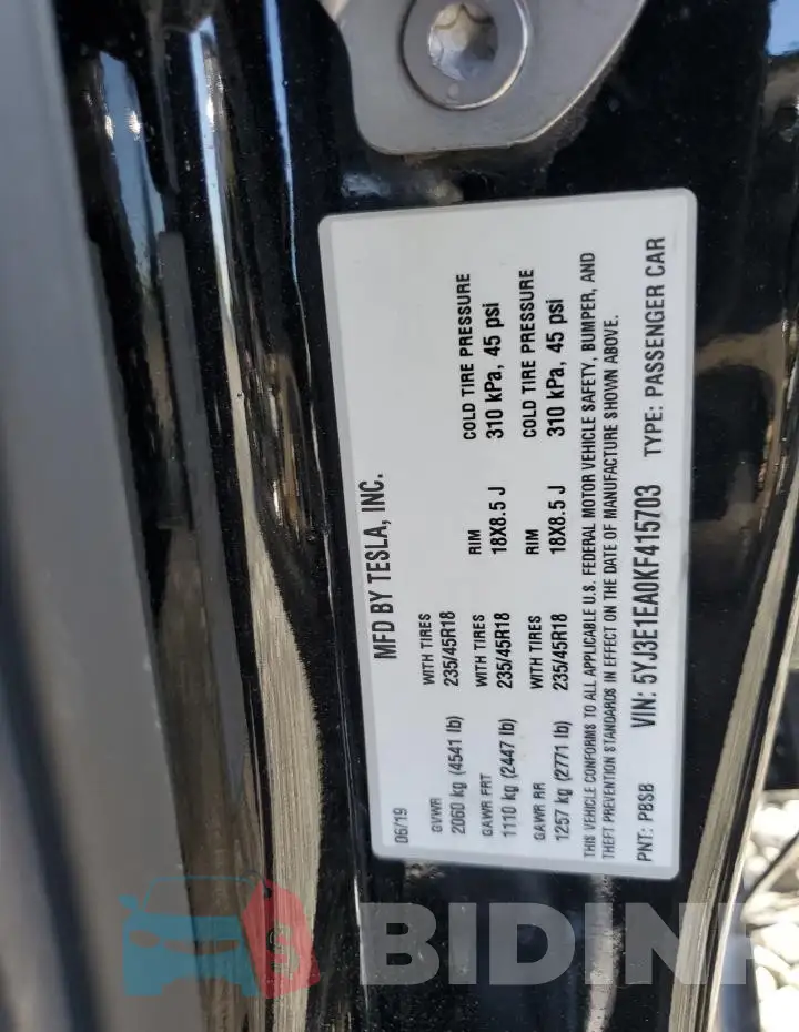 5YJ3E1EA0KF415703 Photo# 13