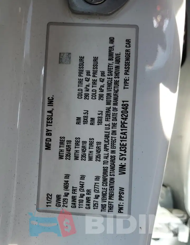 5YJ3E1EA1PF420481 Photo# 12