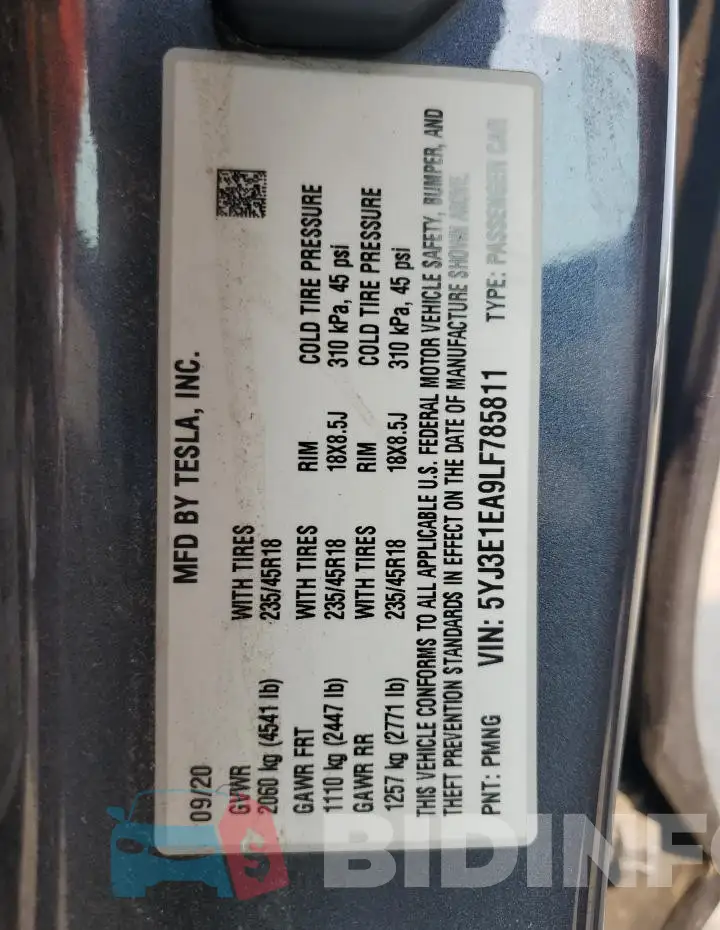 5YJ3E1EA9LF785811 Photo# 12