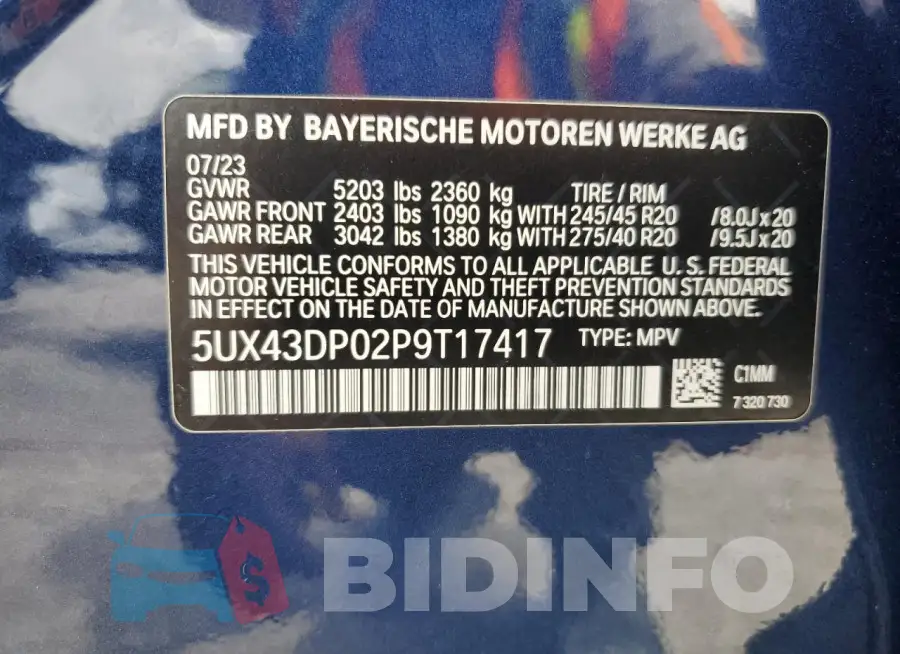 5UX43DP02P9T17417 Photo# 12