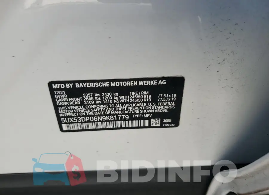 5UX53DP06N9K81779 Photo# 13