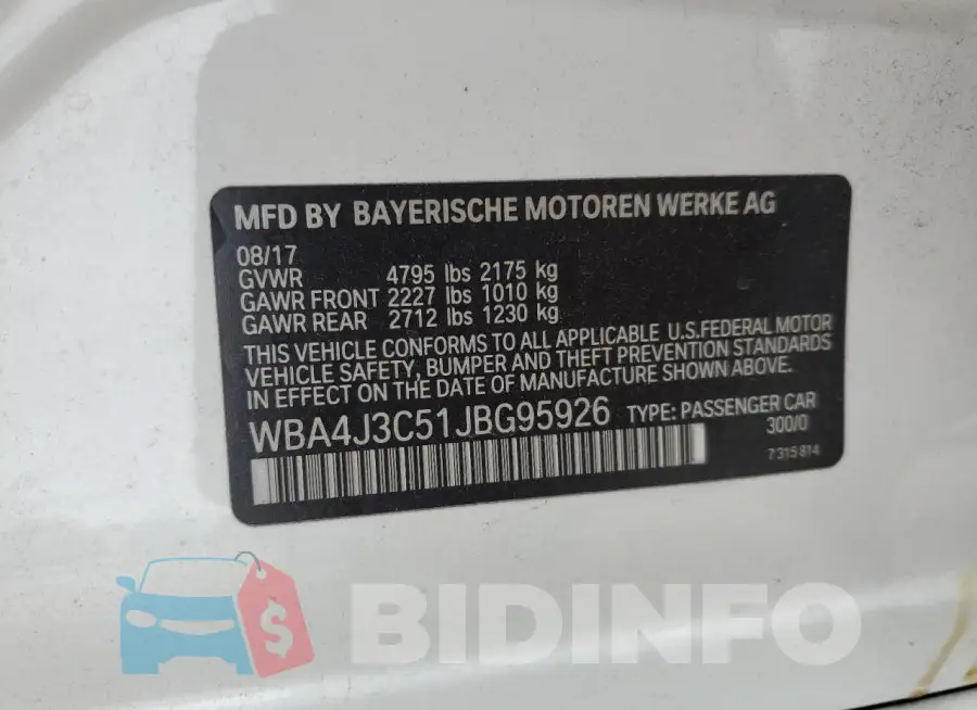 WBA4J3C51JBG95926 Photo# 13