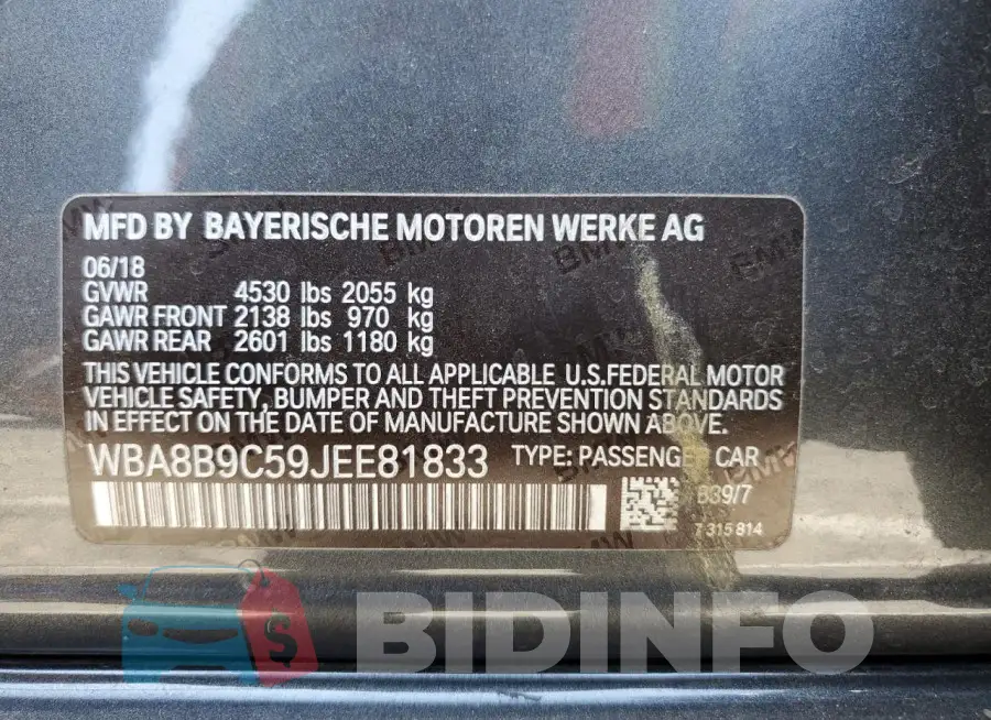WBA8B9C59JEE81833 Photo# 13