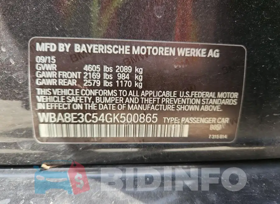 WBA8E3C54GK500865 Photo# 12