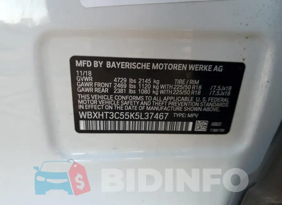 WBXHT3C55K5L37467 Photo# 13