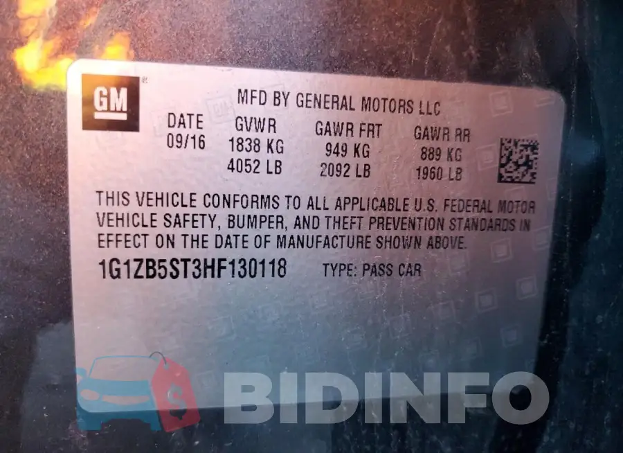 1G1ZB5ST3HF130118 Photo# 12