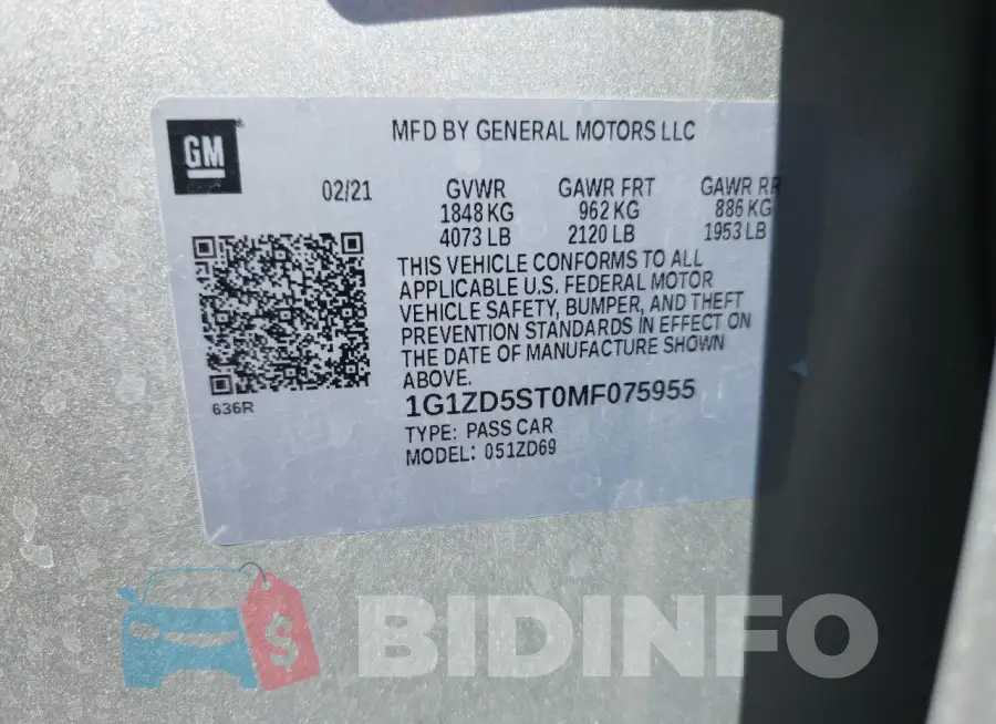1G1ZD5ST0MF075955 Photo# 12