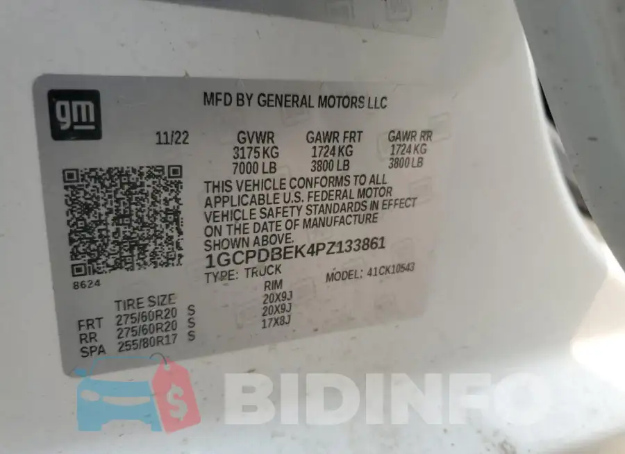 1GCPDBEK4PZ133861 Photo# 12