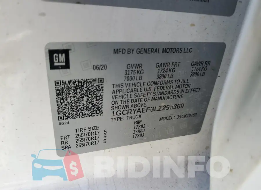 1GCRYAEF3LZ295369 Photo# 12