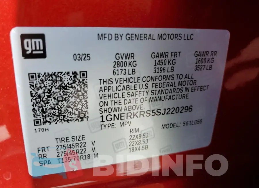 1GNERKRS5SJ220296 Photo# 14