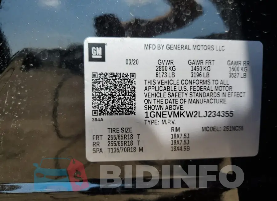 1GNEVMKW2LJ234355 Photo# 13