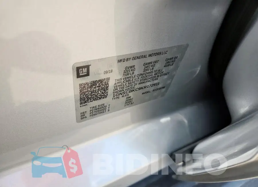 1GNSCBKC9KR172911 Photo# 14