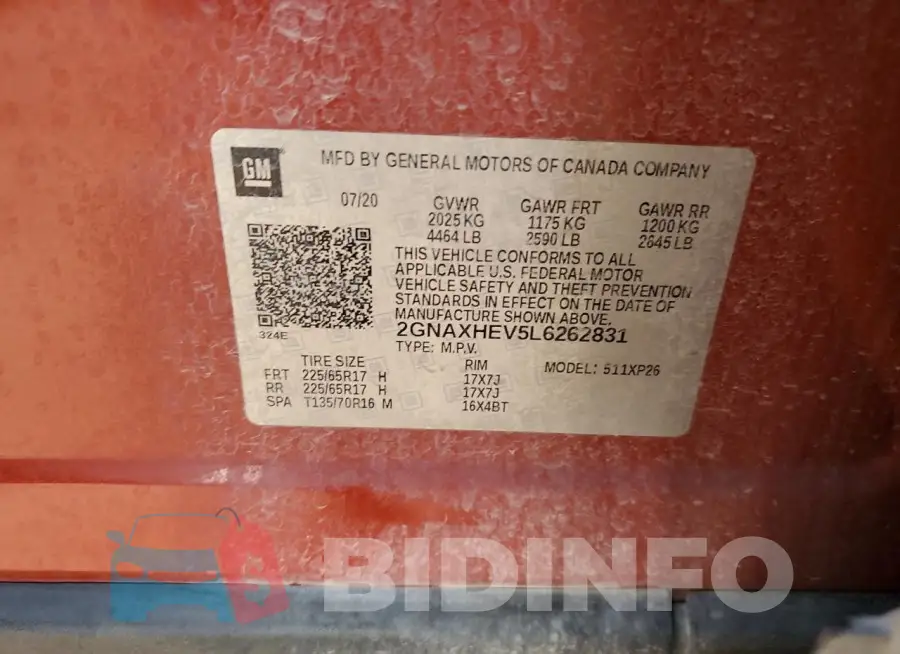 2GNAXHEV5L6262831 Photo# 13
