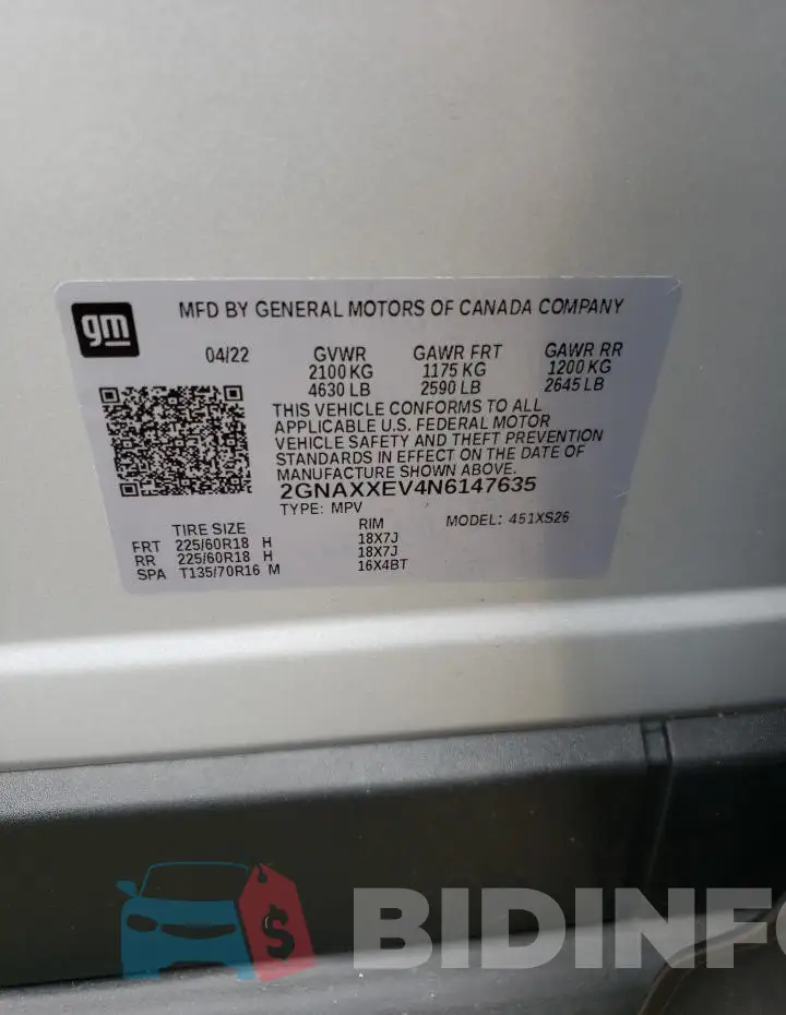 2GNAXXEV4N6147635 Photo# 14